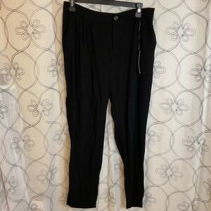 Woman's ShineStar Black Pleaded Front Cuffed Dress PantsPockets Size Large